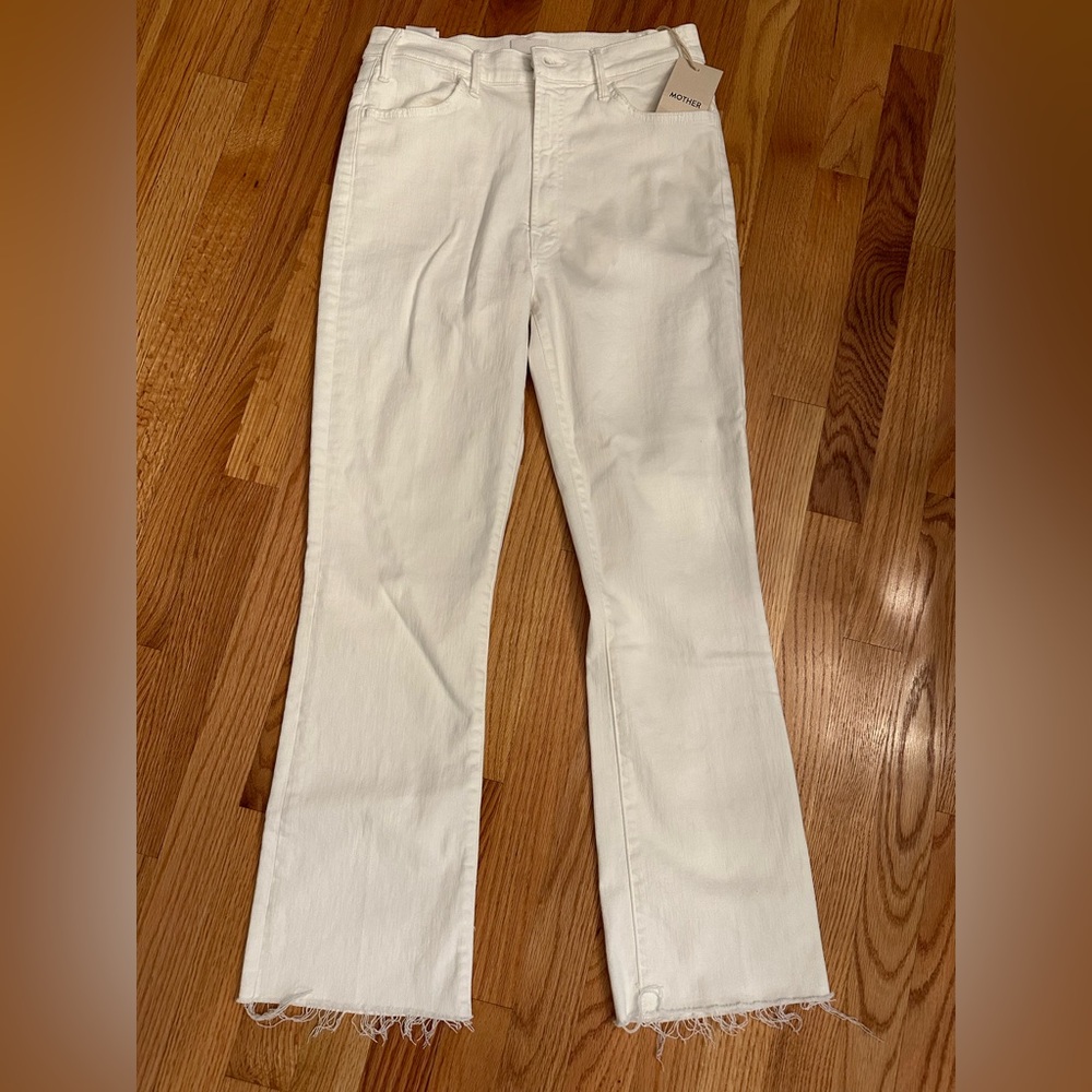 Mother white frayed jeans The Hustler ankle
